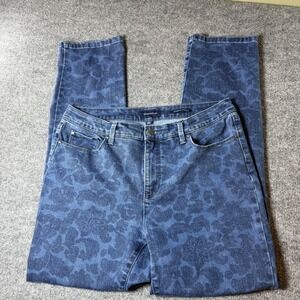 Charter Club Lexington Straight Leg‎ Denim Jeans Women's Size 12 Floral Print